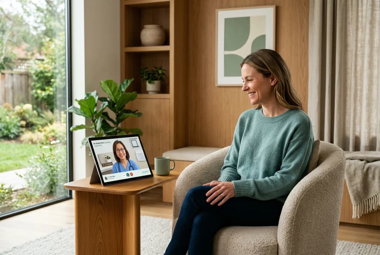 Paciente en teleconsulta médica desde casa